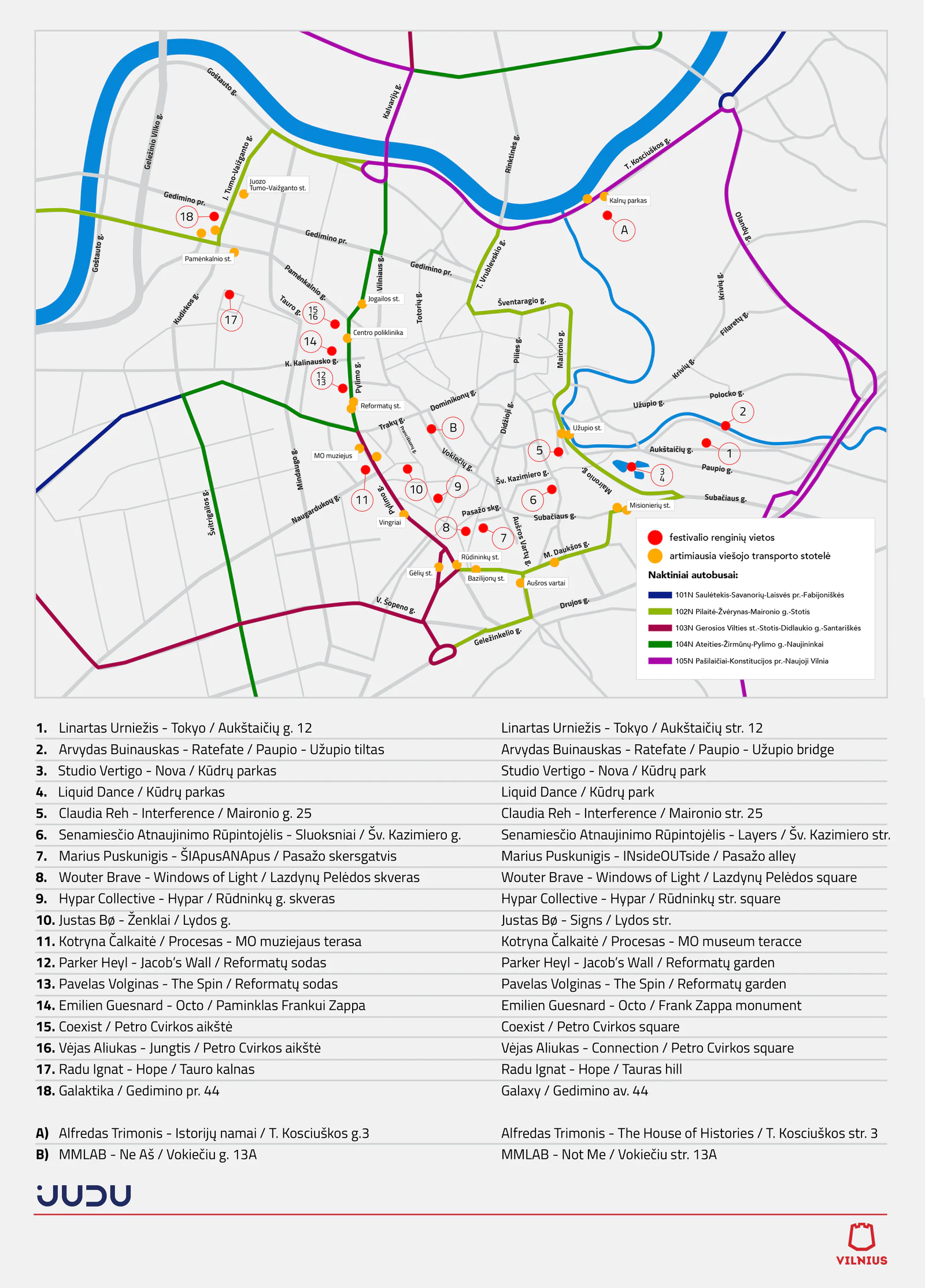 Night bus routes and timetable during the festival